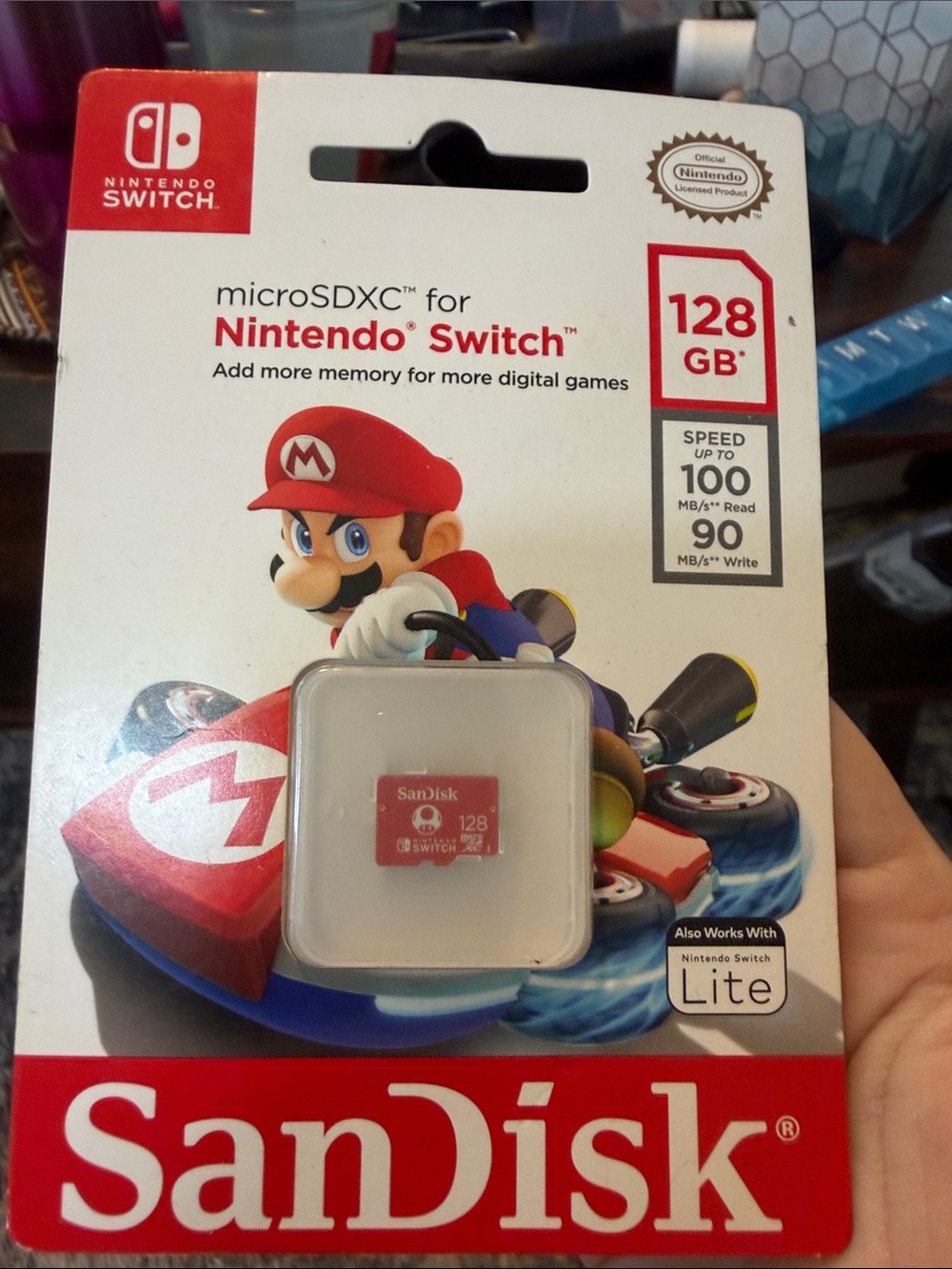 Nintendo Switch SanDisk Mario Mushroom 128gb microsdxc micro sd unopened nwt